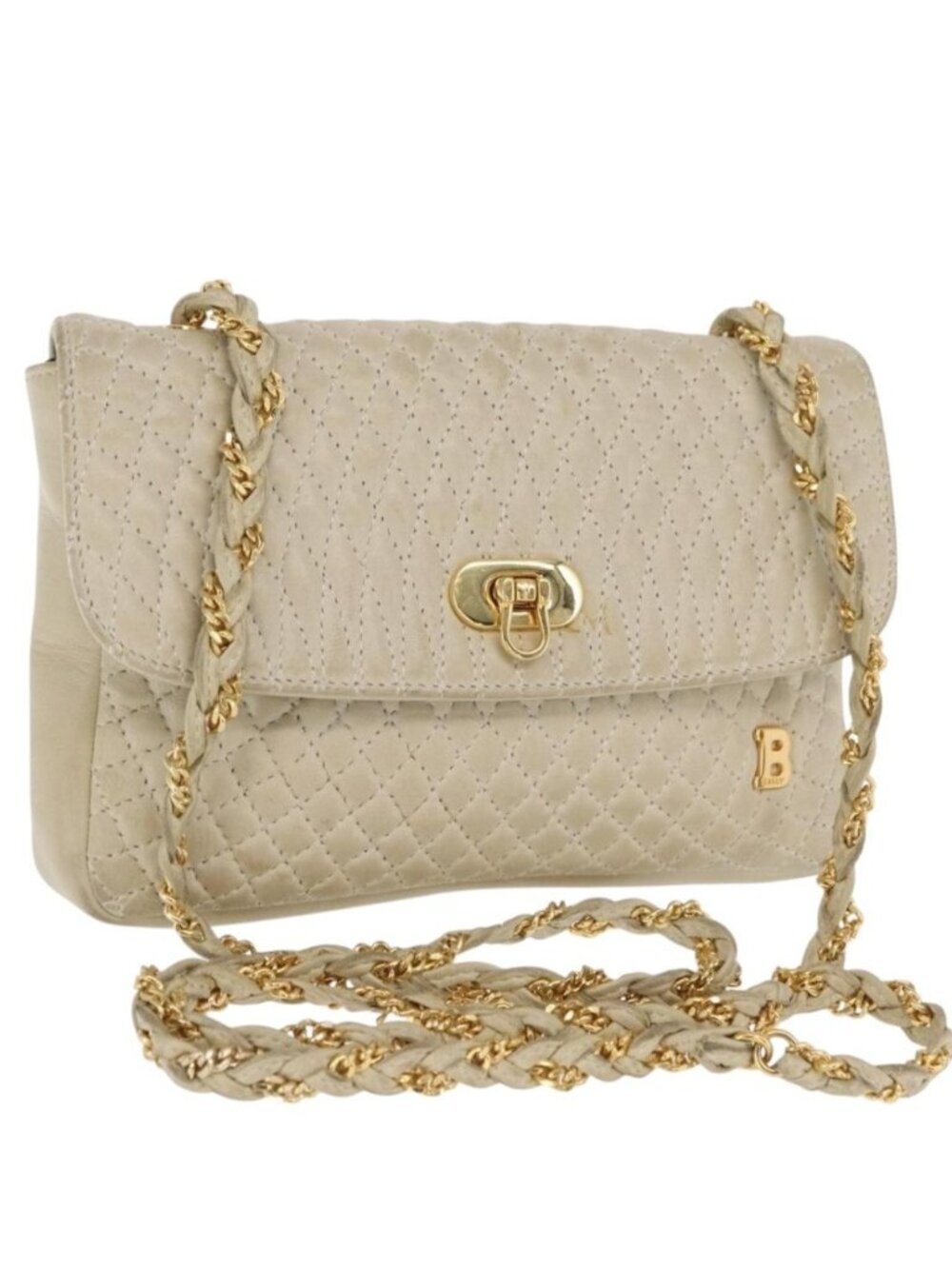 BALLY Shoulder Bag Leather Beige Gold